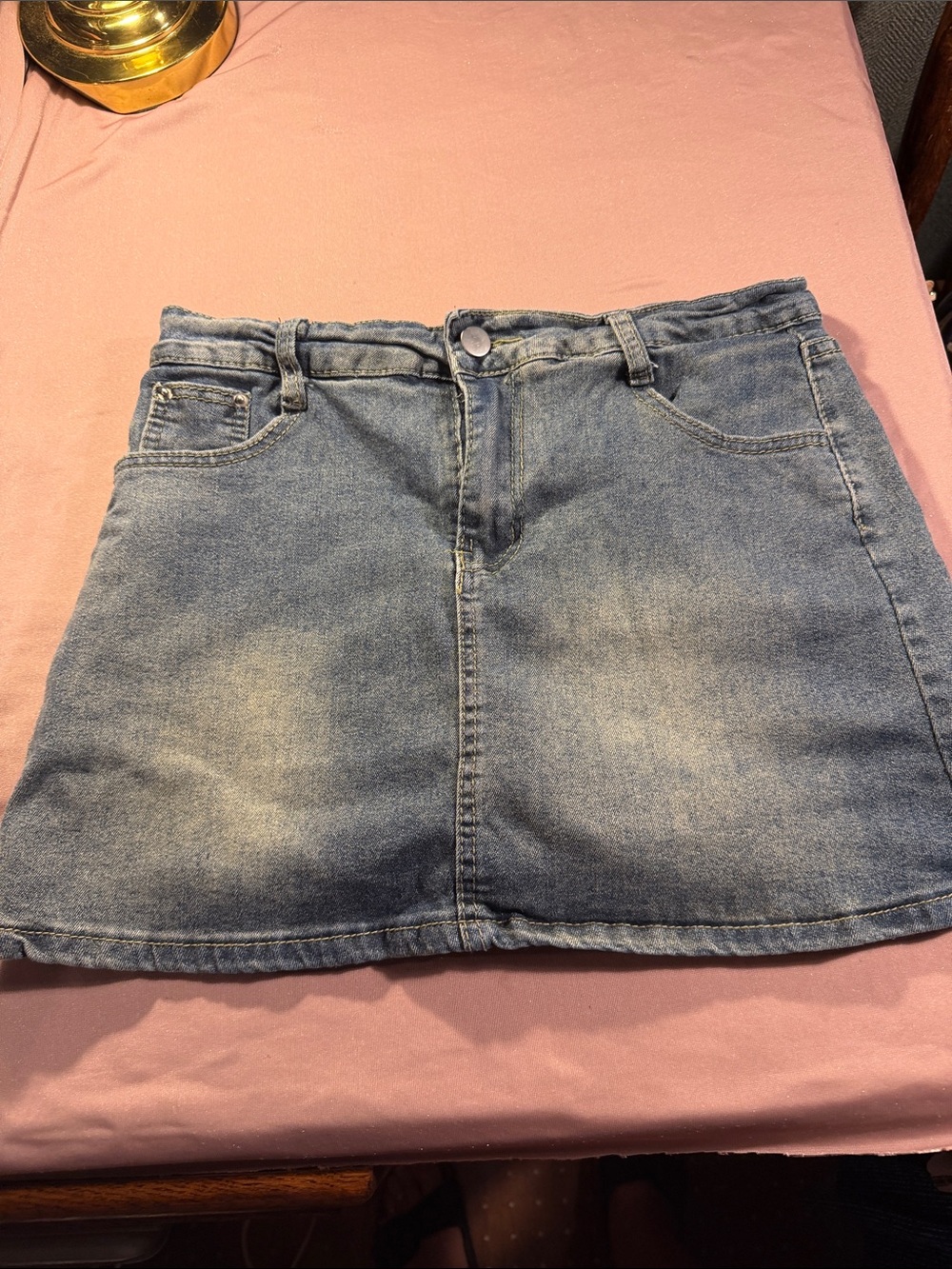 Casual Denim Skort in Faded Blue